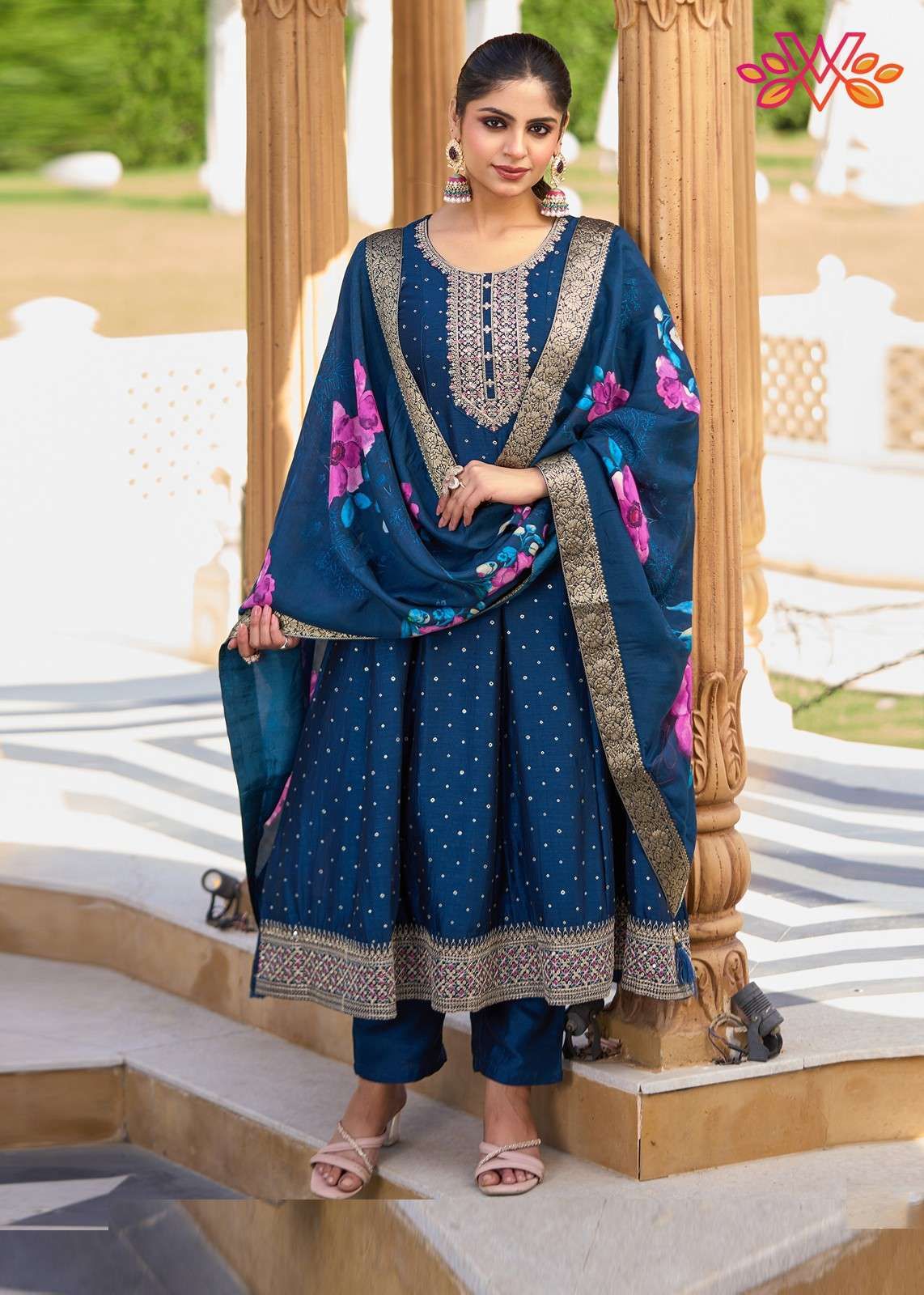 Blue Embroidery Work Read..